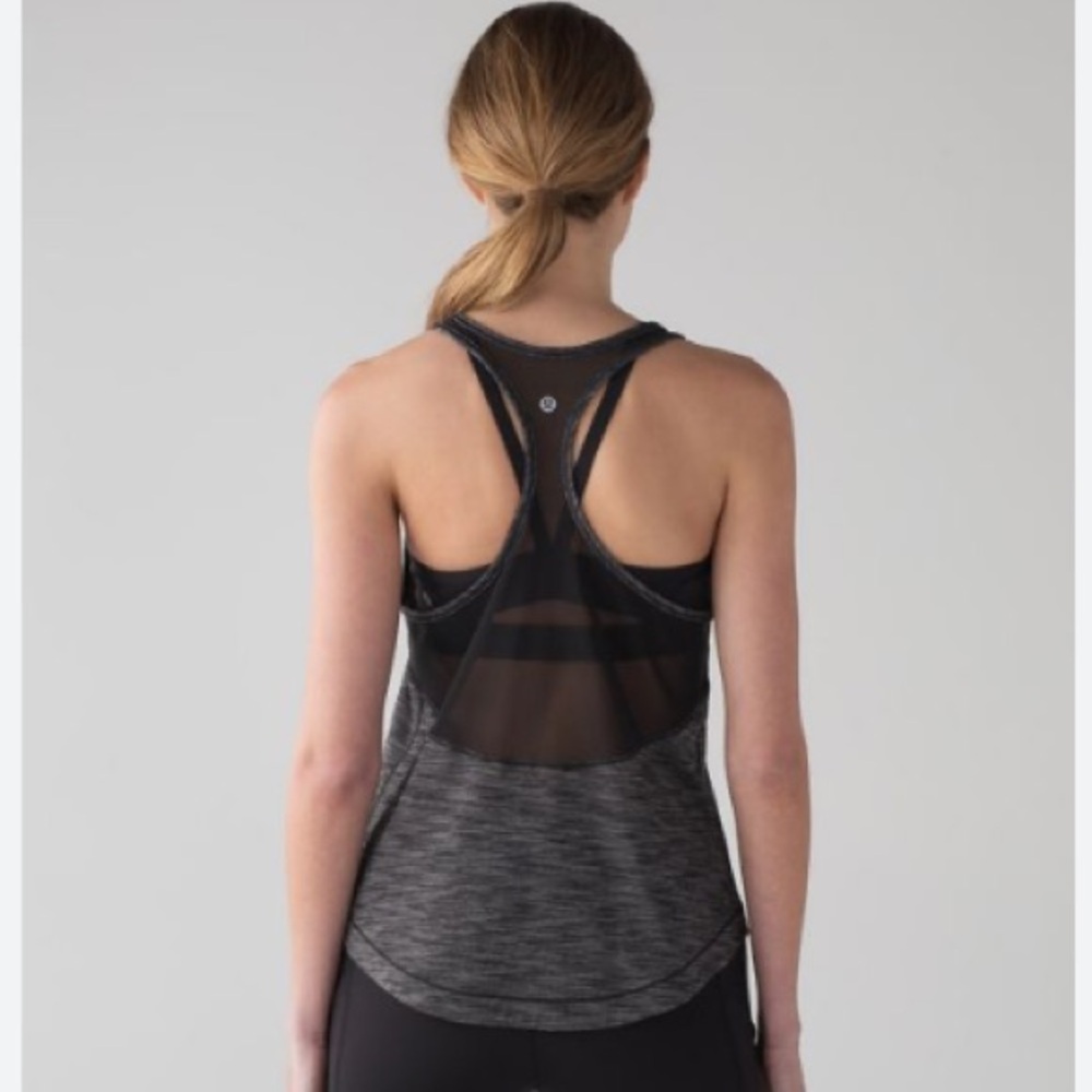 Lululemon Long Distance Tank Top Grey/Black ( NO DOT SIZE )